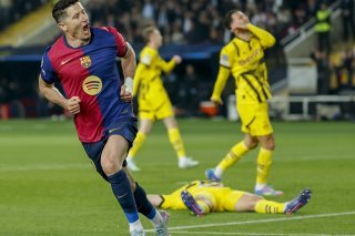 Robert Lewandowski a marqué au match aller contre Dortmund KEYSTONE/AP/Joan Monfort